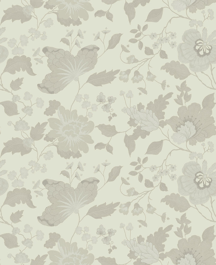 Vittoria White Floral Wallpaper by Sirpi Italian Silk Covers about 56.4 square feet 20.5-in by 33-ft long roll Unpasted 25.2 - Fabric Carolina -