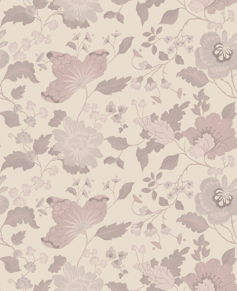 Vittoria Rose Floral Wallpaper by Sirpi Italian Silk Covers about 56.4 square feet 20.5-in by 33-ft long roll Unpasted 25.2 - Fabric Carolina -