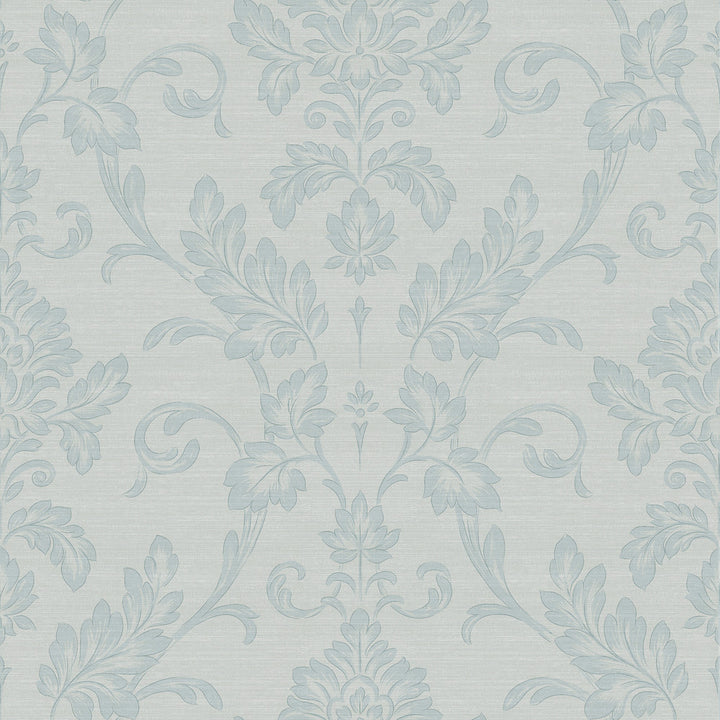 Antonella Light Blue Scroll Wallpaper by Sirpi Italian Silk Covers about 57.5 square feet 20.9-in by 33-ft long roll Unpasted 20.9 - Fabric Carolina -
