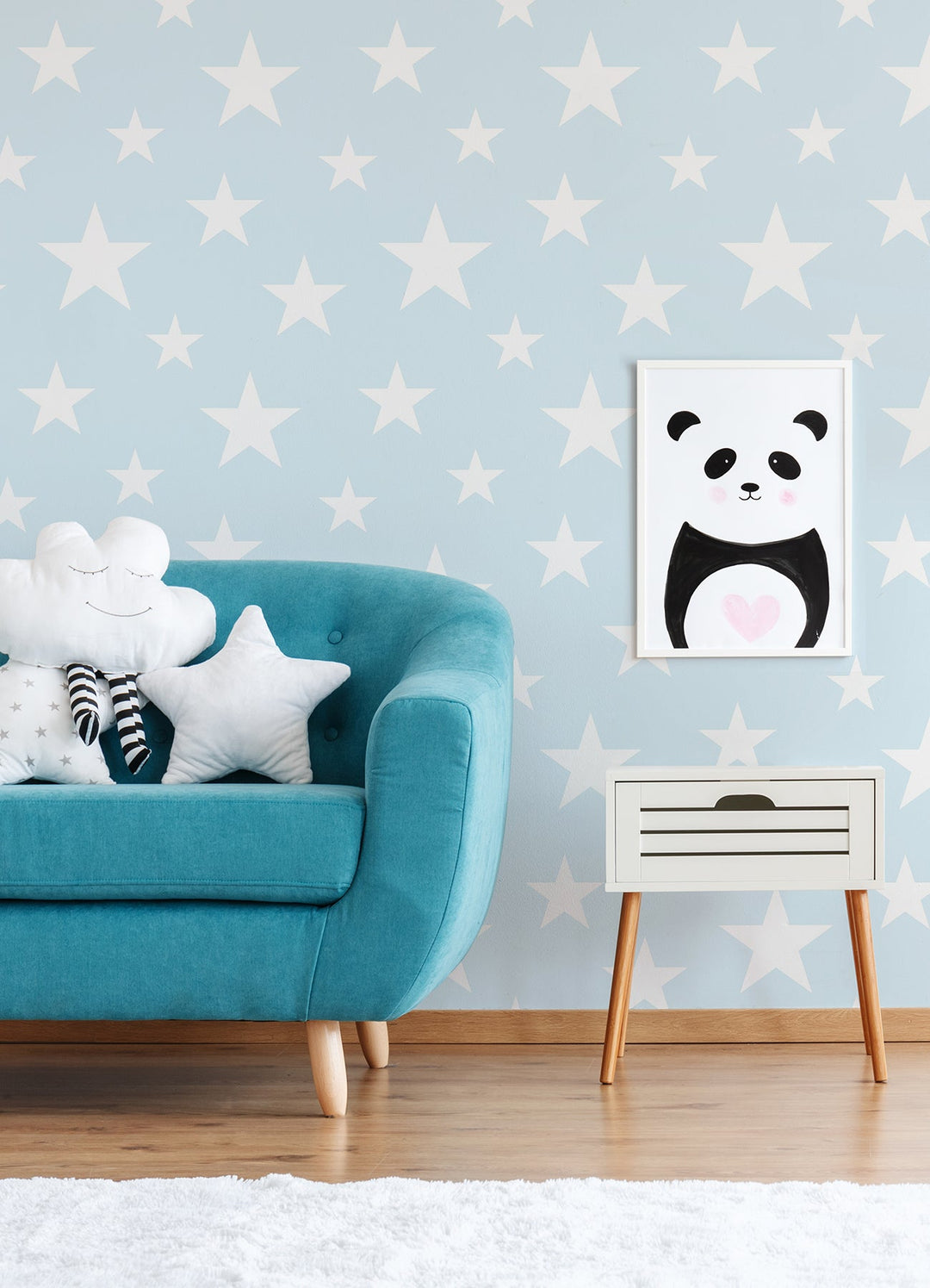 Amira Sky Blue Stars Wallpaper by Chesapeake Designer
