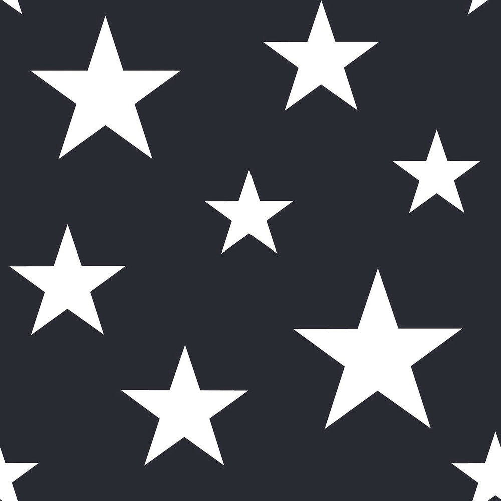 Amira Navy Stars Wallpaper by Chesapeake Fable Covers about 57.5 square feet 20.9-in by 33-ft long roll Unpasted 20.9 - Fabric Carolina -