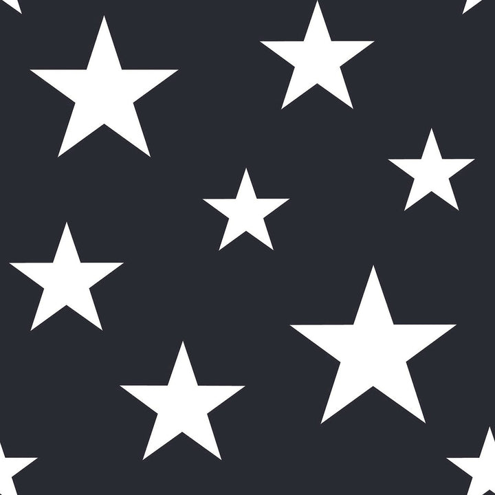 Amira Navy Stars Wallpaper by Chesapeake Fable Covers about 57.5 square feet 20.9-in by 33-ft long roll Unpasted 20.9 - Fabric Carolina -