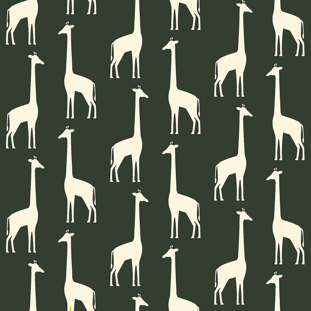 Vivi Green Giraffe Wallpaper by Chesapeake Fable Covers about 57.5 square feet 20.9-in by 33-ft long roll Unpasted 5.2 - Fabric Carolina -