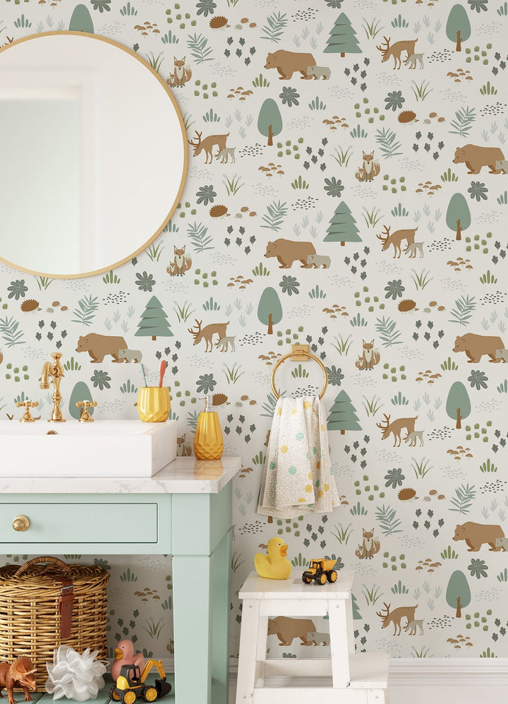 Finola Moss Bears Wallpaper by Chesapeake Designer