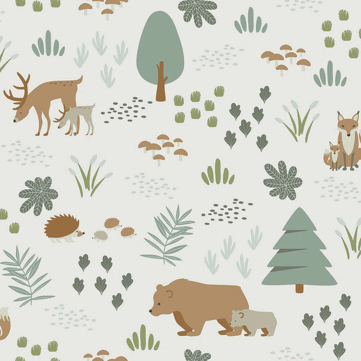 Finola Moss Bears Wallpaper by Chesapeake Fable Covers about 57.5 square feet 20.9-in by 33-ft long roll Unpasted 10.4 - Fabric Carolina -