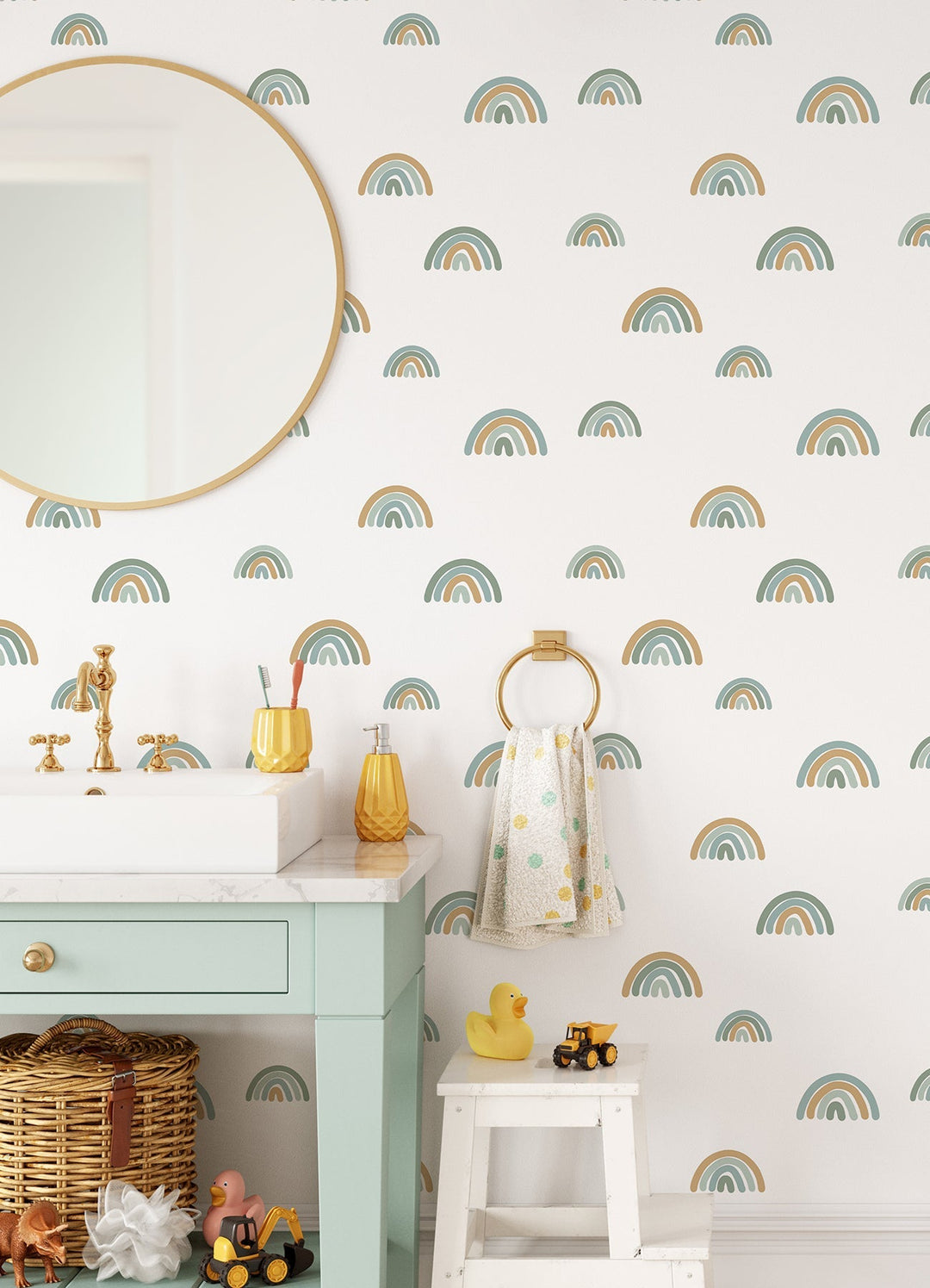 Joss Teal Rainbow Wallpaper by Chesapeake Designer