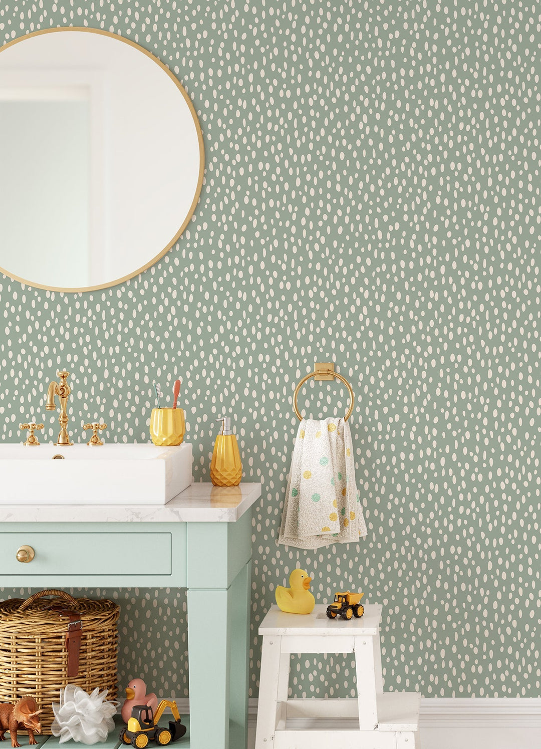 Willa Moss Dots Wallpaper by Chesapeake Designer