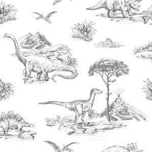 Isolde Charcoal Dinosaurs Wallpaper by Chesapeake
