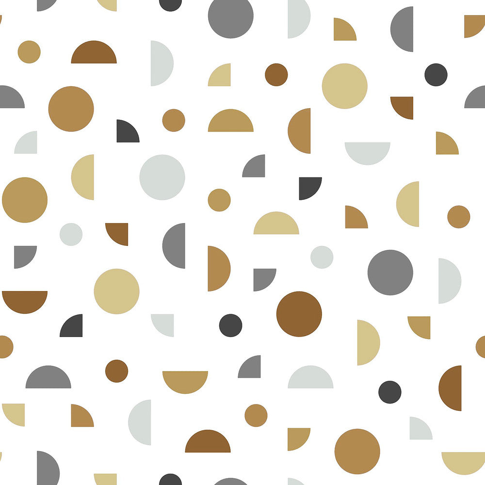 Marilee Neutral Circles Wallpaper by Chesapeake Fable Covers about 57.5 square feet 20.9-in by 33-ft long roll Unpasted 20.9 - Fabric Carolina -