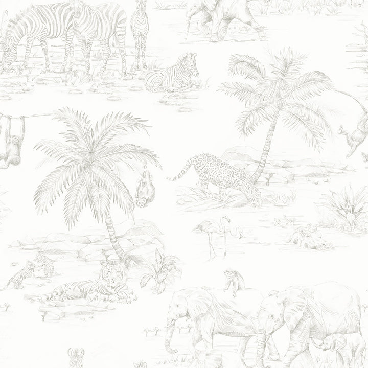 Boheme Platinum Animals Wallpaper by Chesapeake Designer