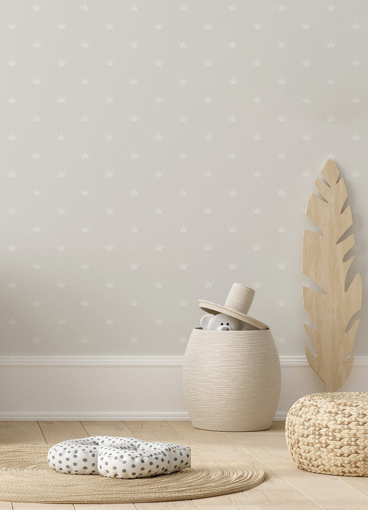 Bea Silver Crowns Wallpaper by Chesapeake Designer
