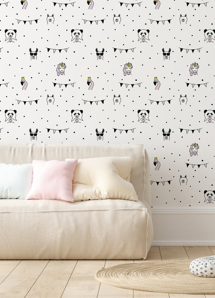 Orlow Pink Llama Wallpaper by Chesapeake Designer
