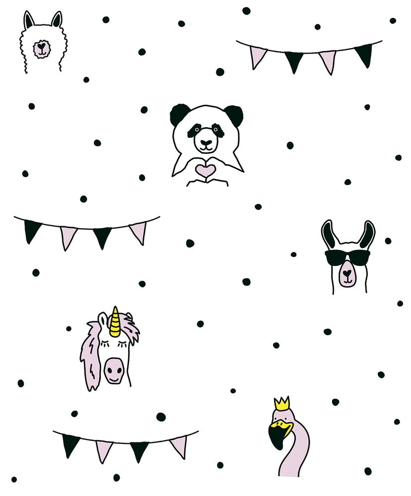 Orlow Pink Llama Wallpaper by Chesapeake Fable Covers about 57.5 square feet 20.9-in by 33-ft long roll Unpasted 20.9 - Fabric Carolina -