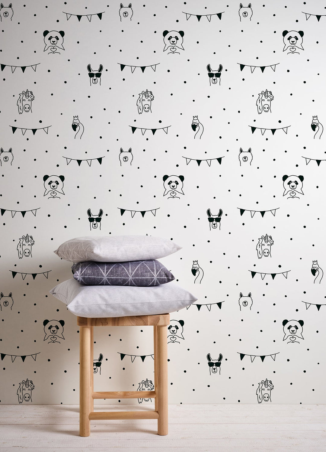 Orlow Black Llama Wallpaper by Chesapeake Designer