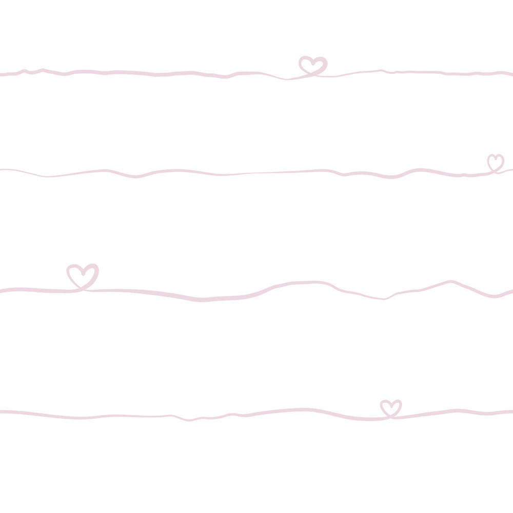 Love & Hearts Pink Script Wallpaper by Chesapeake Fable Covers about 57.5 square feet 20.9-in by 33-ft long roll Unpasted 20.9 - Fabric Carolina -