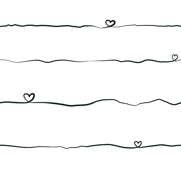 Love & Hearts Black Script Wallpaper by Chesapeake Fable Covers about 57.5 square feet 20.9-in by 33-ft long roll Unpasted 20.9 - Fabric Carolina -