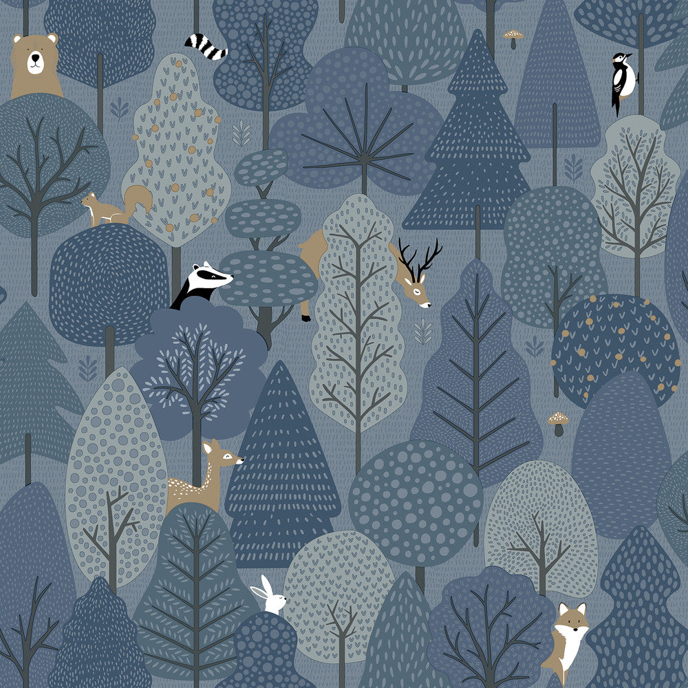 Quillen Indigo Forest Wallpaper by Chesapeake Fable Covers about 57.5 square feet 20.9-in by 33-ft long roll Unpasted 10.4 - Fabric Carolina -