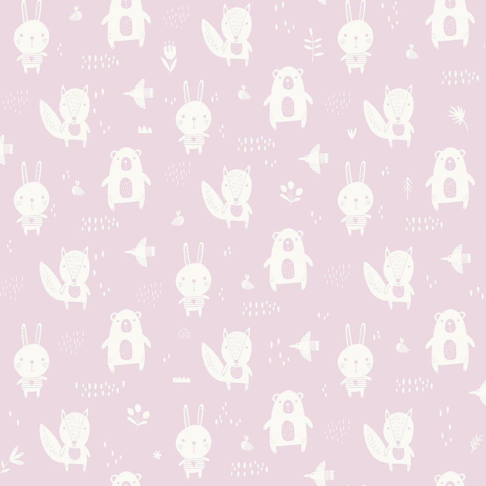 Bitsy Pink Woodland Wallpaper by Chesapeake Fable Covers about 57.5 square feet 20.9-in by 33-ft long roll Unpasted 10.4 - Fabric Carolina -