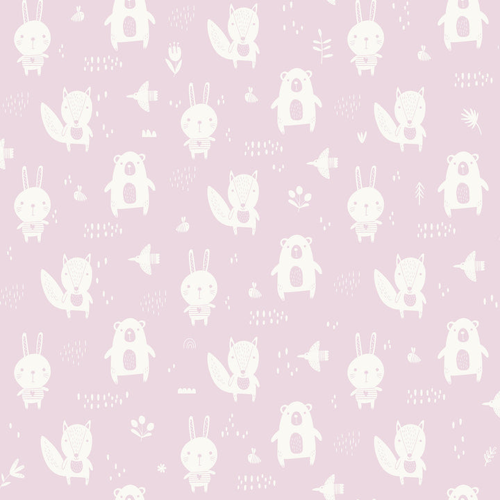 Bitsy Pink Woodland Wallpaper by Chesapeake Fable Covers about 57.5 square feet 20.9-in by 33-ft long roll Unpasted 10.4 - Fabric Carolina -