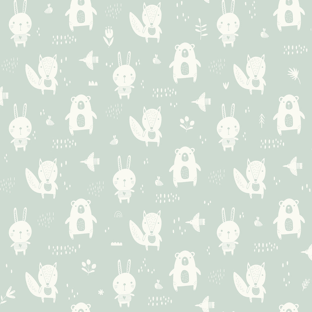 Bitsy Mint Woodland Wallpaper by Chesapeake Fable Covers about 57.5 square feet 20.9-in by 33-ft long roll Unpasted 10.4 - Fabric Carolina -