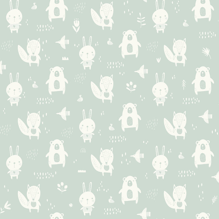 Bitsy Mint Woodland Wallpaper by Chesapeake Fable Covers about 57.5 square feet 20.9-in by 33-ft long roll Unpasted 10.4 - Fabric Carolina -