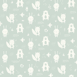 Bitsy Mint Woodland Wallpaper by Chesapeake