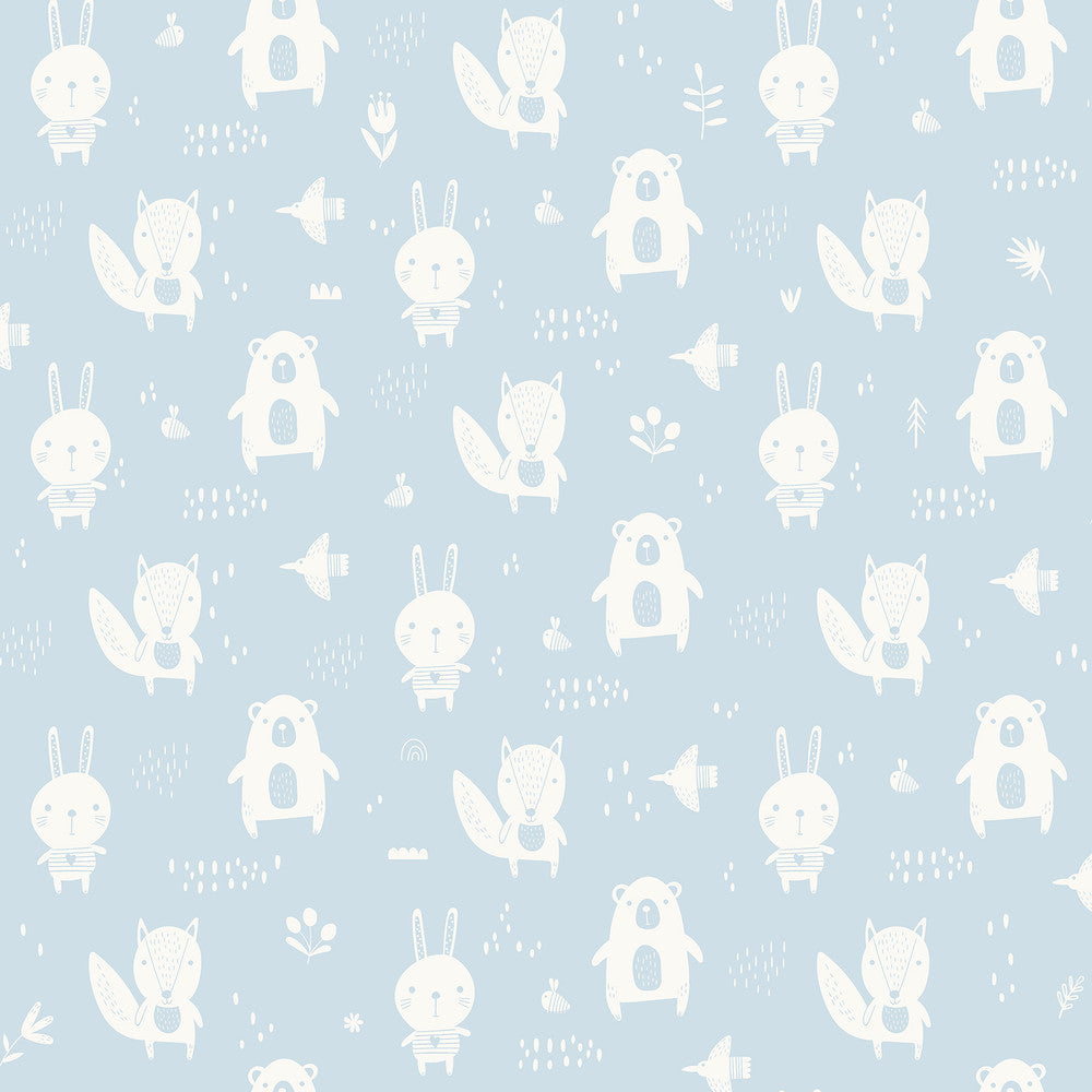 Bitsy Sky Blue Woodland Wallpaper by Chesapeake Fable Covers about 57.5 square feet 20.9-in by 33-ft long roll Unpasted 10.4 - Fabric Carolina -