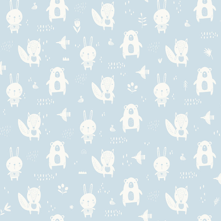 Bitsy Sky Blue Woodland Wallpaper by Chesapeake Fable Covers about 57.5 square feet 20.9-in by 33-ft long roll Unpasted 10.4 - Fabric Carolina -