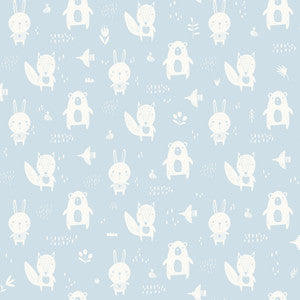 Bitsy Sky Blue Woodland Wallpaper by Chesapeake