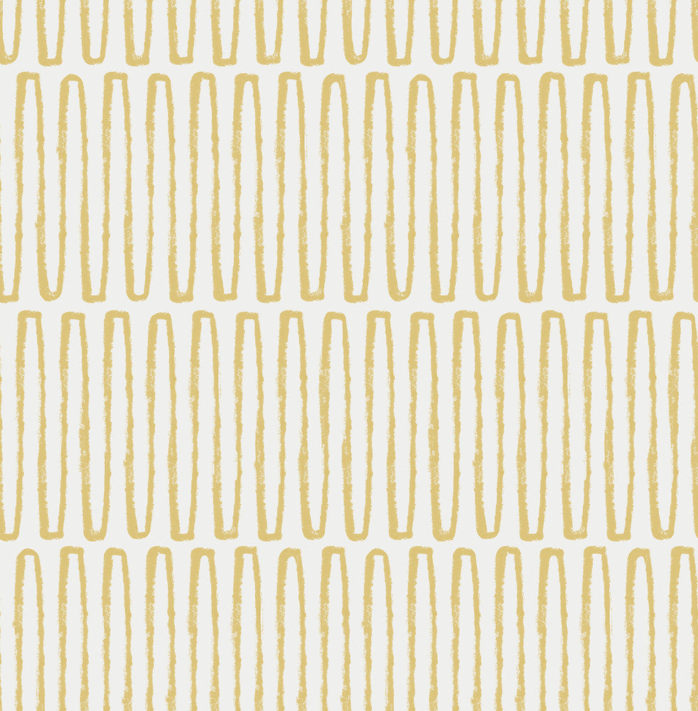 Lars Mustard Retro Wave Wallpaper by A-Street Prints Hannah Covers about 56.4 square feet 20.5-in by 33-ft long roll Unpasted 20.9 - Fabric Carolina -
