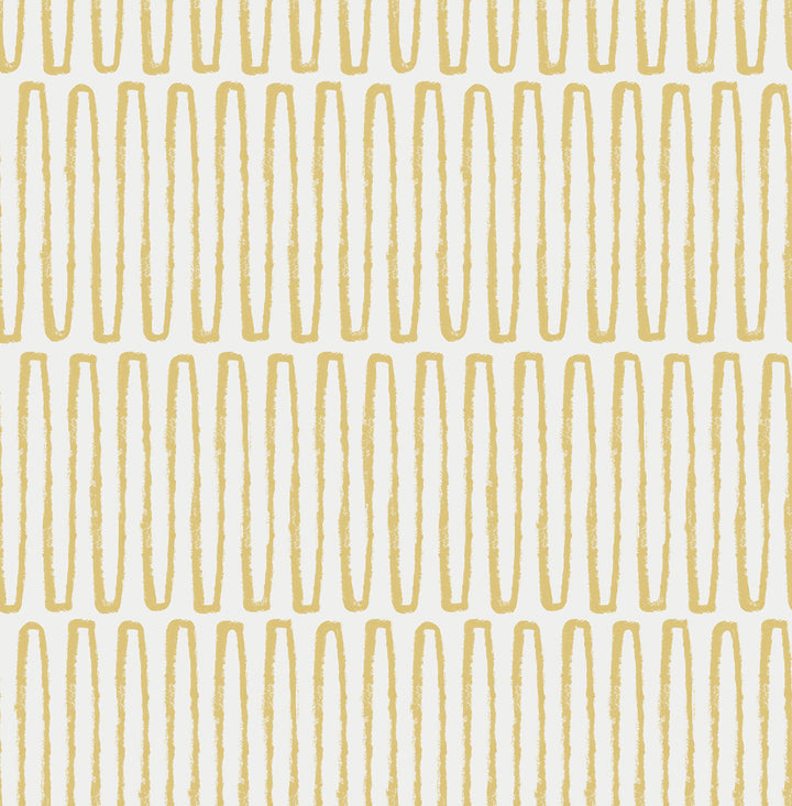 Lars Mustard Retro Wave Wallpaper by A-Street Prints Hannah Covers about 56.4 square feet 20.5-in by 33-ft long roll Unpasted 20.9 - Fabric Carolina -