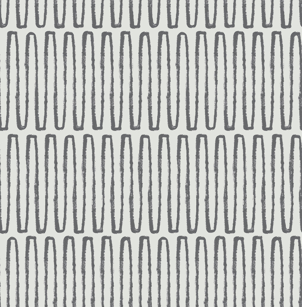 Lars Charcoal Retro Wave Wallpaper by A-Street Prints Hannah Covers about 56.4 square feet 20.5-in by 33-ft long roll Unpasted 20.9 - Fabric Carolina -
