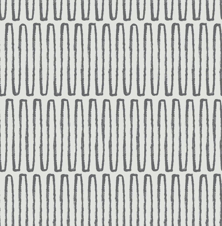 Lars Charcoal Retro Wave Wallpaper by A-Street Prints Hannah Covers about 56.4 square feet 20.5-in by 33-ft long roll Unpasted 20.9 - Fabric Carolina -