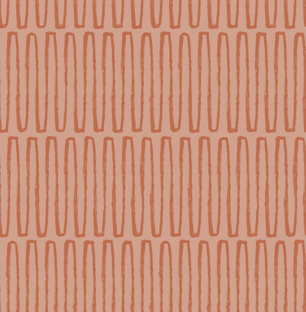 Lars Coral Retro Wave Wallpaper by A-Street Prints Hannah Covers about 56.4 square feet 20.5-in by 33-ft long roll Unpasted 20.9 - Fabric Carolina -