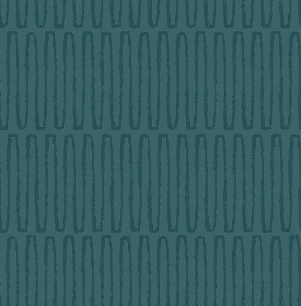 Lars Teal Retro Wave Wallpaper by A-Street Prints Hannah Covers about 56.4 square feet 20.5-in by 33-ft long roll Unpasted 20.9 - Fabric Carolina -