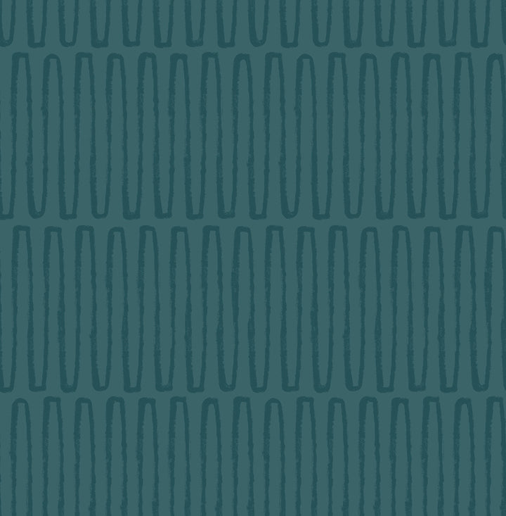 Lars Teal Retro Wave Wallpaper by A-Street Prints Hannah Covers about 56.4 square feet 20.5-in by 33-ft long roll Unpasted 20.9 - Fabric Carolina -