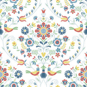 Britt Multicolor Embroidered Damask Wallpaper by A-Street Prints