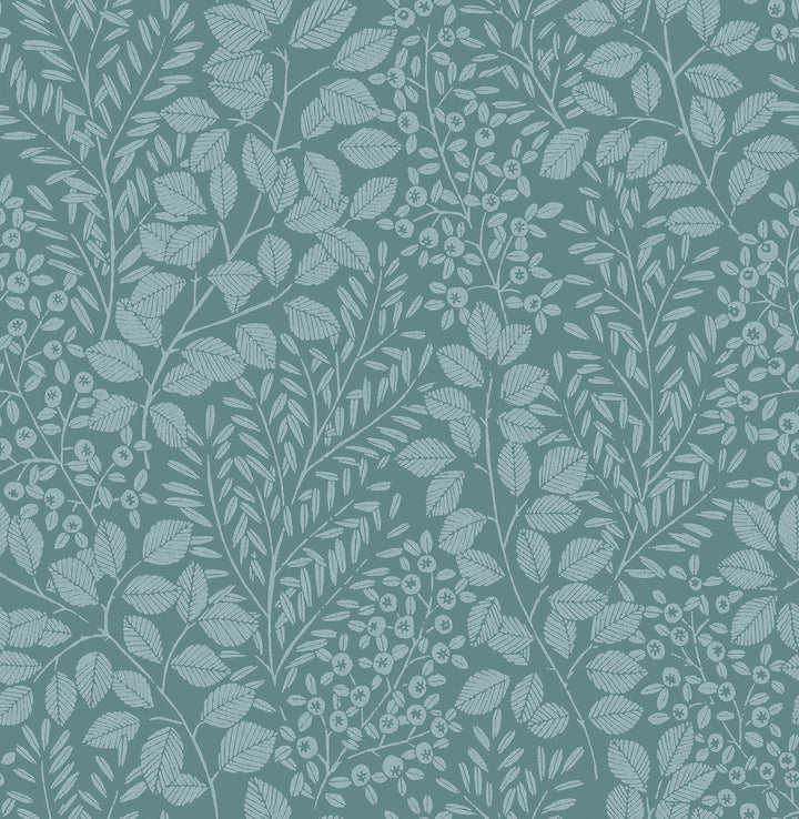 Elin Sky Blue Berry Botanical Wallpaper by A-Street Prints Hannah Covers about 56.4 square feet 20.5-in by 33-ft long roll Unpasted 20.9 - Fabric Carolina -