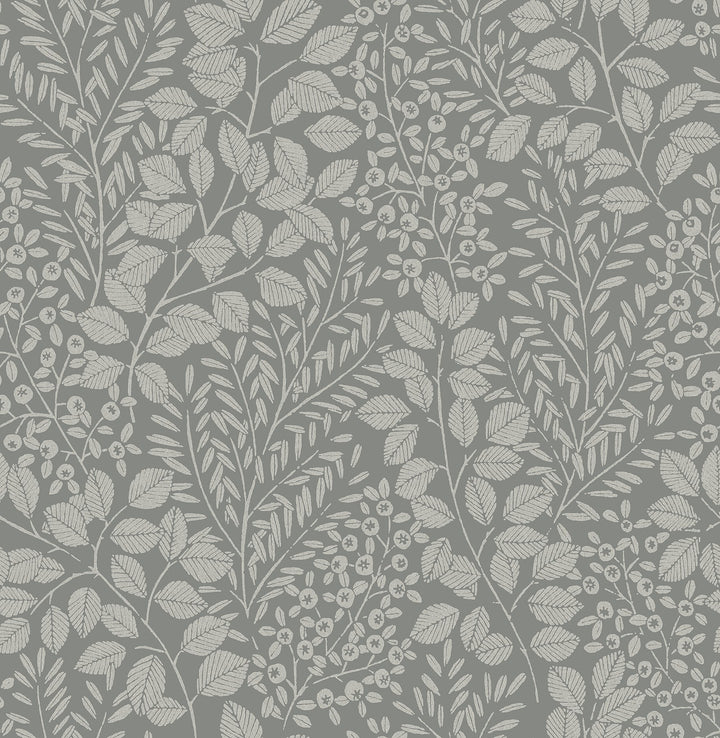 Elin Charcoal Berry Botanical Wallpaper by A-Street Prints Designer