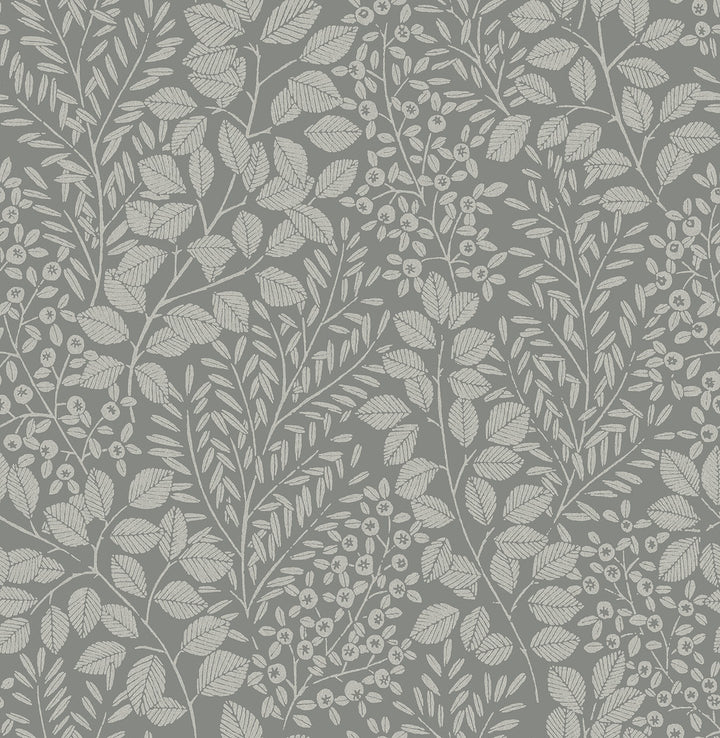 Elin Charcoal Berry Botanical Wallpaper by A-Street Prints Hannah Covers about 56.4 square feet 20.5-in by 33-ft long roll Unpasted 20.9 - Fabric Carolina -