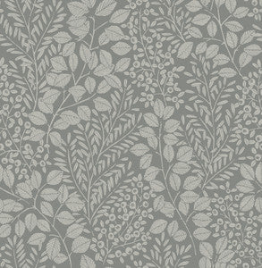 Elin Charcoal Berry Botanical Wallpaper by A-Street Prints