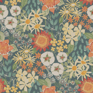 Karina Teal Wildflower Garden Wallpaper by A-Street Prints
