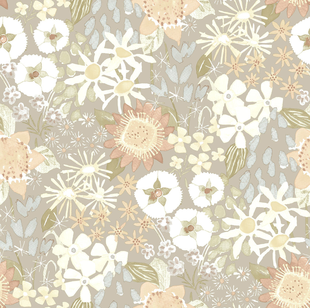 Karina Pastel Wildflower Garden Wallpaper by A-Street Prints Designer