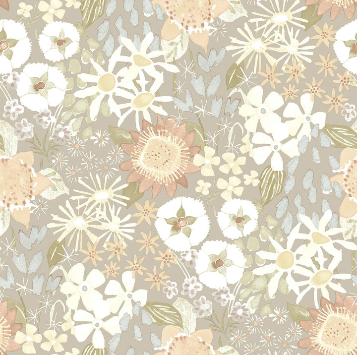 Karina Pastel Wildflower Garden Wallpaper by A-Street Prints Hannah Covers about 56.4 square feet 20.5-in by 33-ft long roll Unpasted 20.9 - Fabric Carolina -