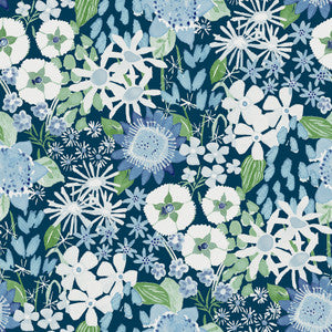 Karina Blue Wildflower Garden Wallpaper by A-Street Prints