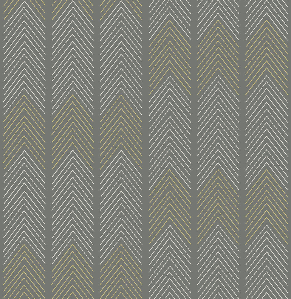 Nyle Dark Grey Chevron Stripes Wallpaper by A-Street Prints Hannah Covers about 56.4 square feet 20.5-in by 33-ft long roll Unpasted 10.4 - Fabric Carolina -
