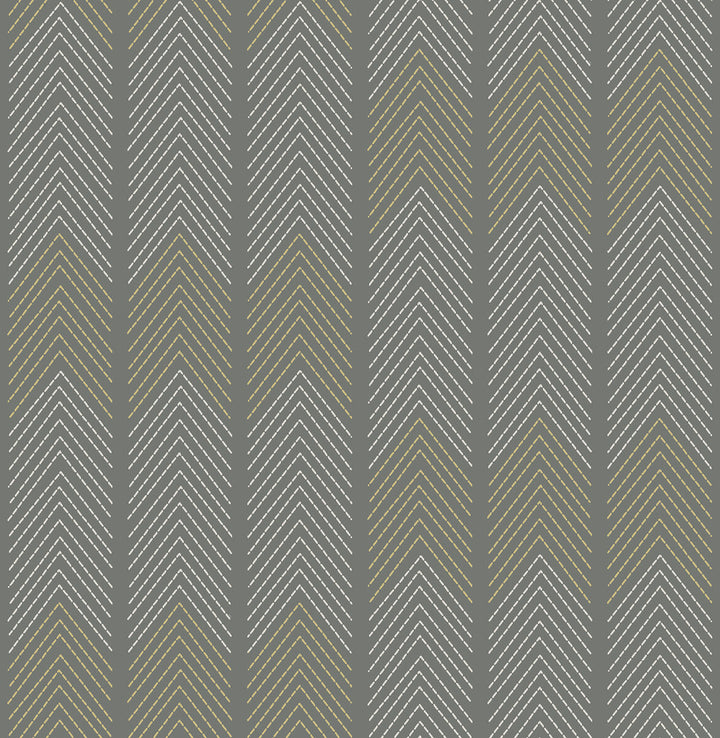 Nyle Dark Grey Chevron Stripes Wallpaper by A-Street Prints Hannah Covers about 56.4 square feet 20.5-in by 33-ft long roll Unpasted 10.4 - Fabric Carolina -