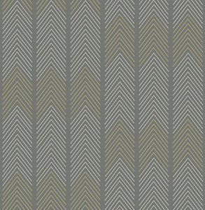 Nyle Dark Grey Chevron Stripes Wallpaper by A-Street Prints