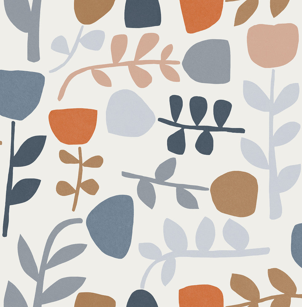 Juni Orange Abstract Tulips Wallpaper by A-Street Prints Hannah Covers about 56.4 square feet 20.5-in by 33-ft long roll Unpasted 20.9 - Fabric Carolina -