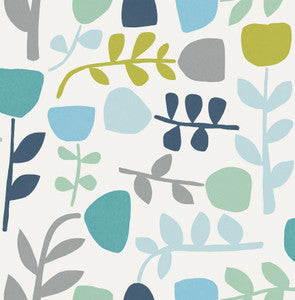 Juni Teal Abstract Tulips Wallpaper by A-Street Prints